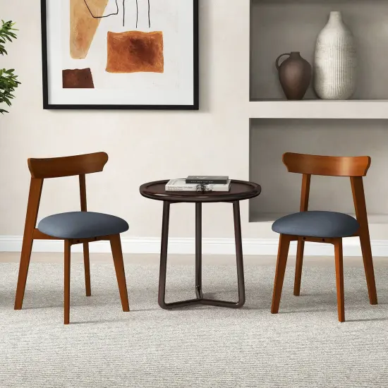 Costway Wood Dining Chairs Set of 2/4 with Rubber Wood Frame Padded Seat & Curved Backrest {5}