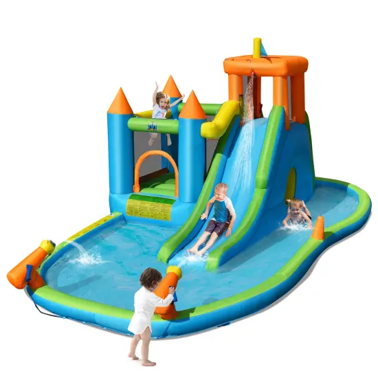 Bountech Inflatable Water Slide Kids Bounce House Splash Pool without Blower {1}