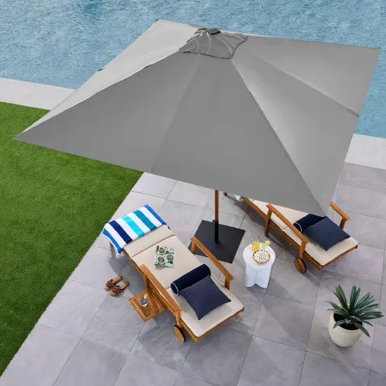 Best Choice Products 9ft Deep Square Solar LED Lighted Patio Umbrella w/ Faux Wood Texture, UV-Resistant Fog Gray {5}