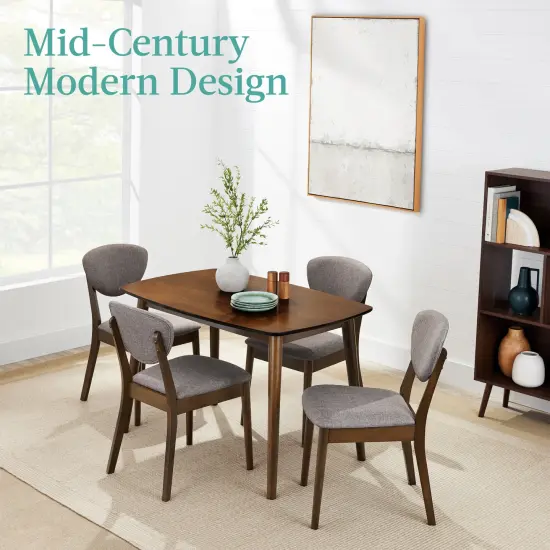Best Choice Products 5-Piece Compact Wooden Mid-Century Modern Dining Set w/ 4 Chairs, Padded Seat & Back Walnut/Light Gray {2}