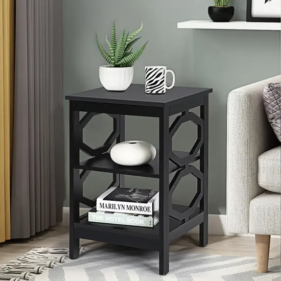 Costway 3-tier Nightstand Sofa Side End Accent Table Storage Display Shelf White\Black\Espresso\Grey {8}