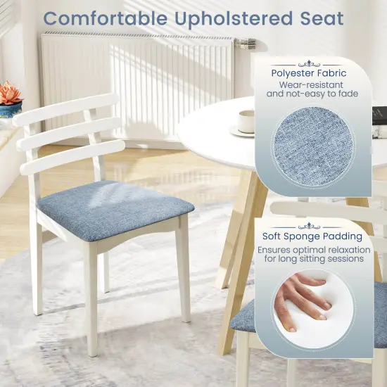 Costway Dining Chairs Set of 2/4 with Rubber Wood Frame Padded Seat & Open Ladder Low Back {5}