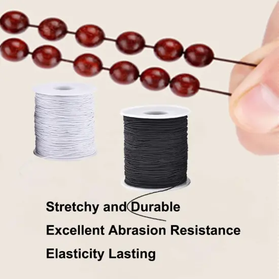 (2 Black+ 2 White) Stretchy String for Bracelets, 4 Rolls 1 mm {4}