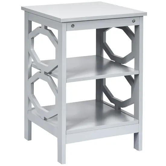 Costway 3-tier Nightstand Sofa Side End Accent Table Storage Display Shelf White\Black\Espresso\Grey {1}