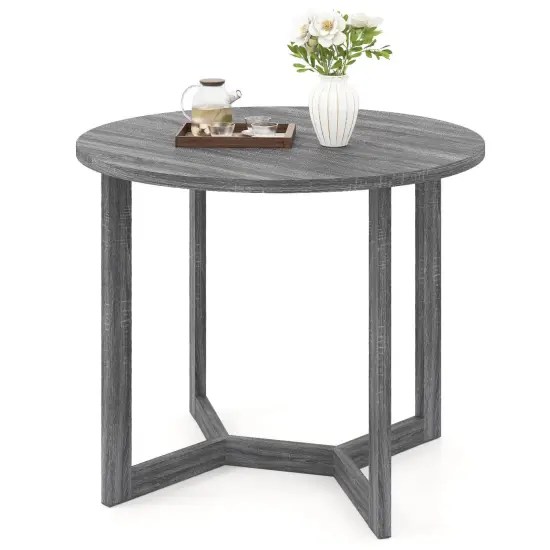 Costway 36 Inch Wood Dining Table for 2-4 People with Wing-shaped Pedestal Base Gray/Black {1}