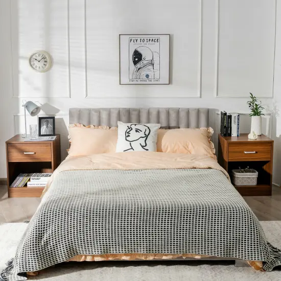 Costway Set of 2 Nightstand End Side Table Storage Cabinet w/ Drawer Home Office {2}