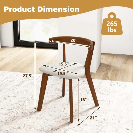 Costway Space-Saving Wood Upholstered Dining Chair Set of 2/4 with Padded Seat & Curved Back {3}