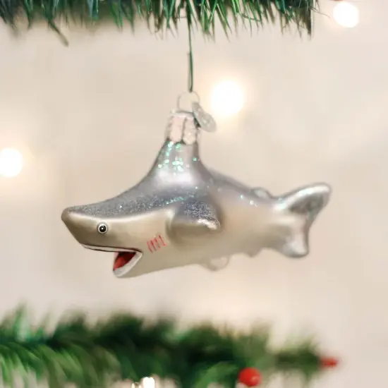 Old World Christmas 2.25 In Shark Tree Ornament , Ornament Attack Teeth Ocean Gray {3}