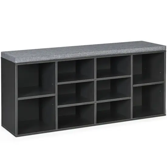 Costway Entryway Padded Shoe Storage Bench 10-Cube Organizer Bench Adjustable {10}
