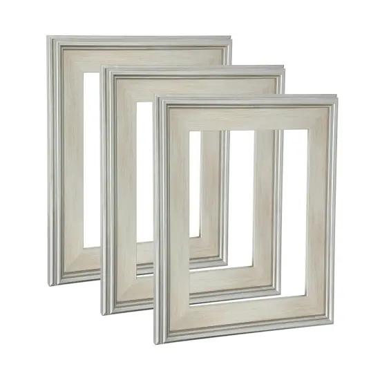 Cardinali Plein Aire Frame, Silver 10x20", 3 Pack - 3" Wide Moulding with Raised Edge -1/2" Rabbet Depth - Timeless Frame for Canvas - Made in USA {1}