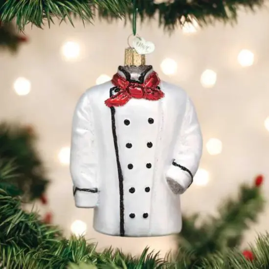 Old World Christmas 4.25 In Chef's Coat Christmas Tree Ornament , Bon Appetit! Uniform White {3}