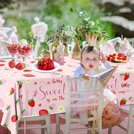 Strawberry Baby Shower Decorations Tablecloth {4}