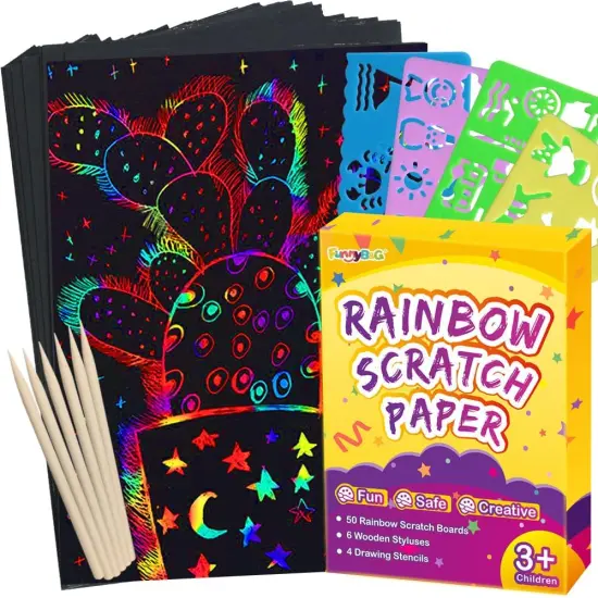 60 Pcs Magic Rainbow Scratch Paper {1}