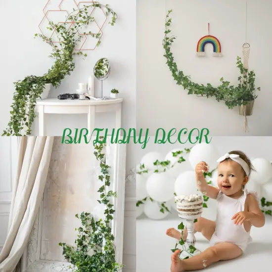 12 Pack 84Ft Fake Vines Fake Ivy Leaves Garland Greenery Hanging Plants(Green) {5}