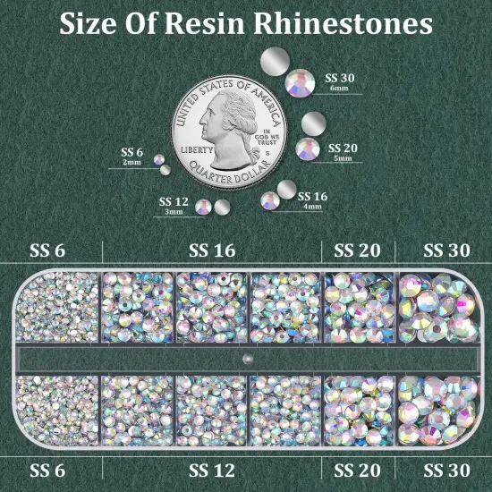 Resin Rhinestones for Crafting with B7000 Jewelry Glue Flatback Crystals(AB) {2}