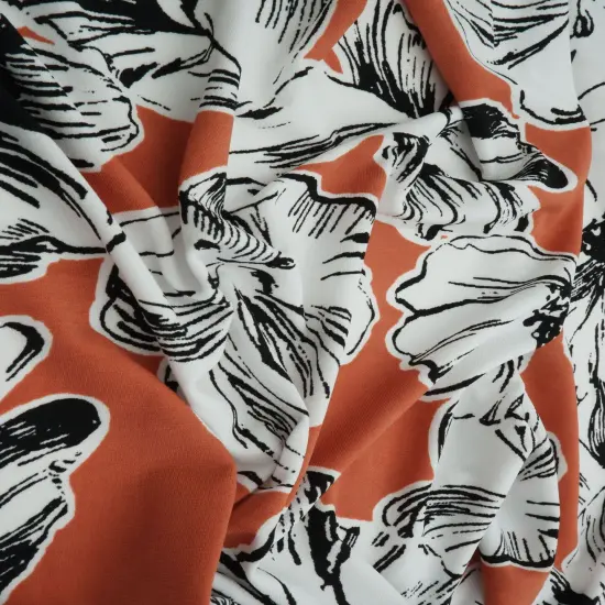 Big Floral Korean ITY Knit Fabric Soft Stretch Polyester Spandex 58/60&rdquo; Wide BROWN {2}