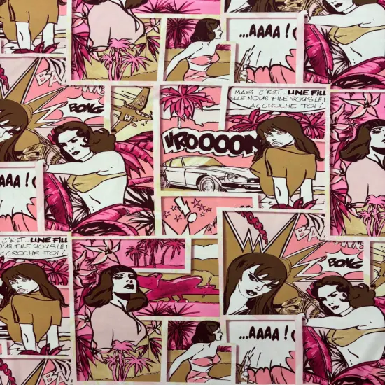 1 Yard Pink Comic Book Print Spandex Fabric for Cosplay Dancewear Swimwear Costumes 58/60 Inches Wide {3}