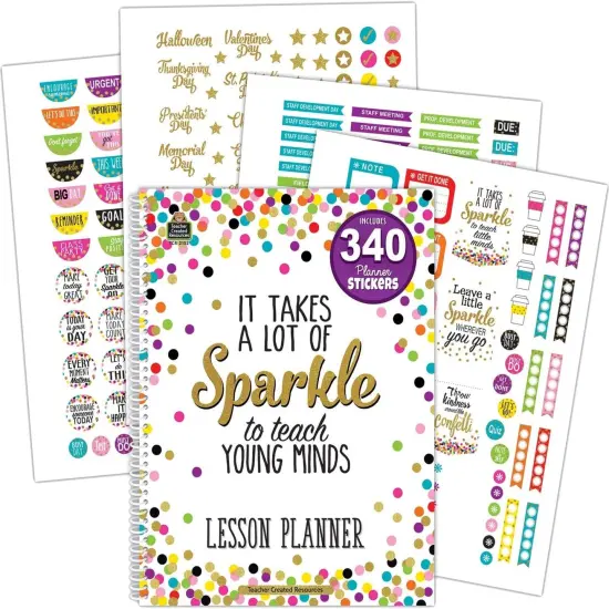 Teacher Lesson Planner w/Stickers, Confetti, 8-1/2-Inch x11-Inch, Multi {1}