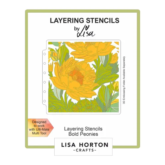 Lisa Horton Crafts Layering Stencils 6"X6"-Bold Peonies {1}