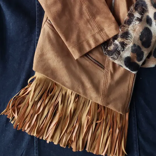 5 Yards of 6" Matte Finish Vegan Leather Fringe Trim | 5 yard cut Brown {7}