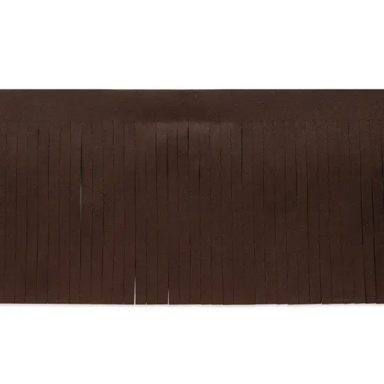 5 Yards of 4" Premium Vegan Leather Fringe Trim | 5 yard cut Dark Brown {1}