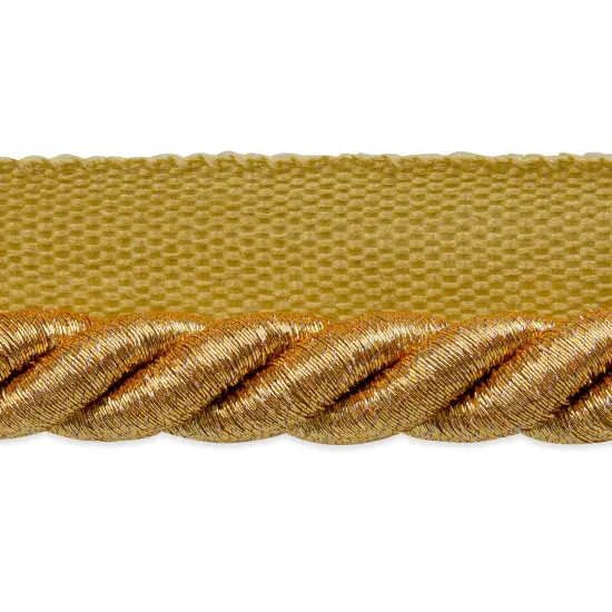 5 yards of Nicholas 3/8" Twisted Lip Cord Trim | 5 yard cut Metallic Gold {1}