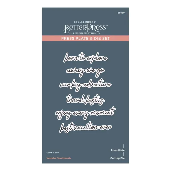 Spellbinders BetterPress Press Plate & Die Set-Wander Sentiments {1}