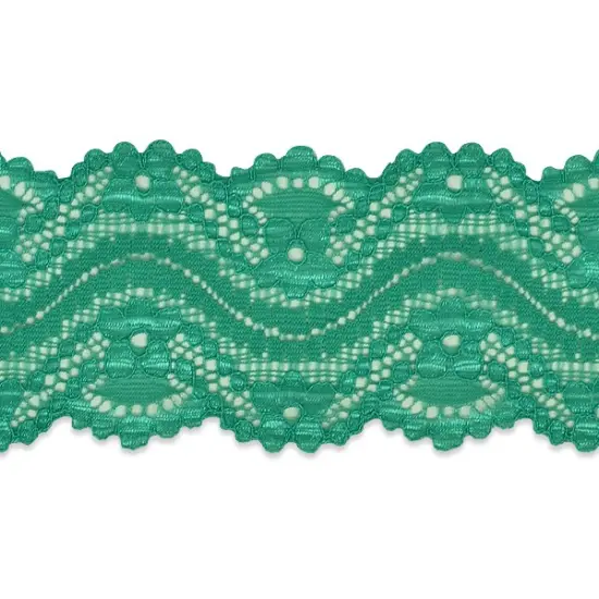 5 Yards of Cora 2 1/4"Stretch Raschel Lace Trim | 5 yard cut Green {1}