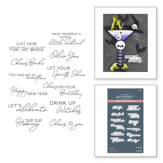 Spellbinders BetterPress Press Plate & Die Set-Cheers Sentiments {6}