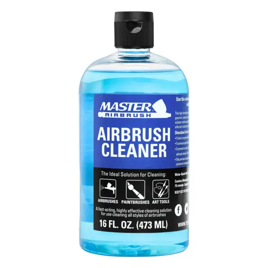 Airbrush Cleaner, 16-Ounce Pint Bottle - Fast Acting Cleaning Solution, Quickly Remove Water-Based Acrylic Paint, Watercolor, Makeup {1}