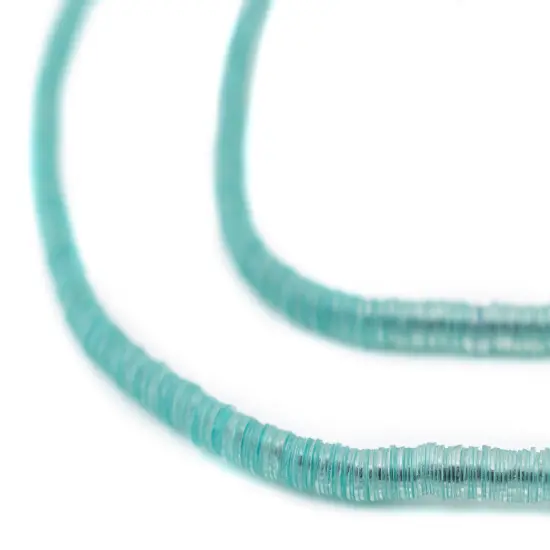 The Bead Chest Translucent Aqua Vinyl Phono Record Beads (3mm) {1}