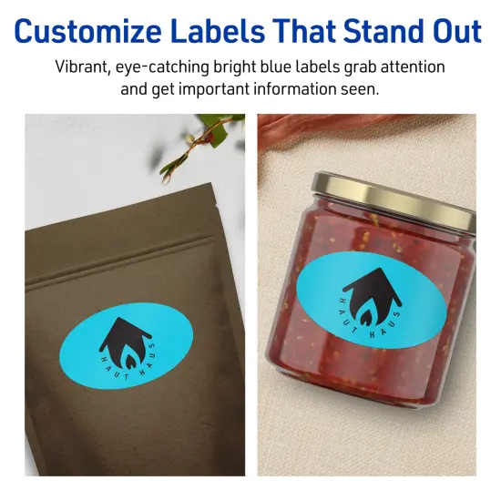 Avery Bright Blue Paper Labels, 2" x 3-1/3" Oval {3}