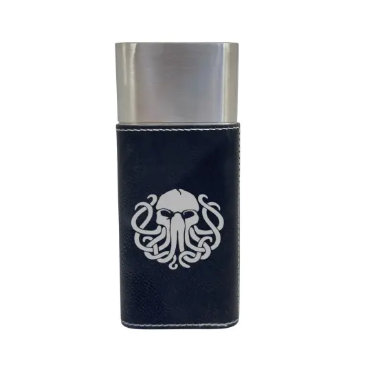 Cigar Case with Cutter - Cthulhu - Leather Black/Silver {1}