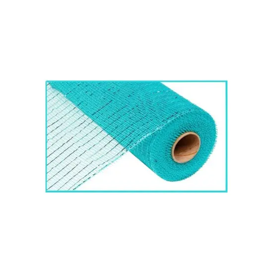 10" Metallic Aqua Dark Turquoise Foil Mesh Ribbon {1}