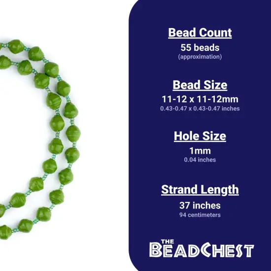 The Bead Chest Recycled Paper Bead Necklace from Uganda - Fair Trade African Jewelry (Lime Green) {5}