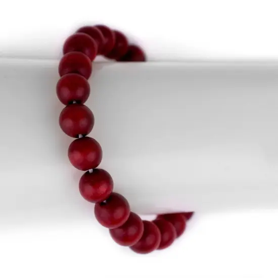 The Bead Chest Wood Stretch Bracelet, Red - Stackable Beaded Jewelry, Unisex for Men & Women {3}