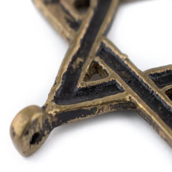 The Bead Chest Brass Star of David Pendant (48x62mm), Ethnic & Rustic Judaica Jewelry Supply {4}