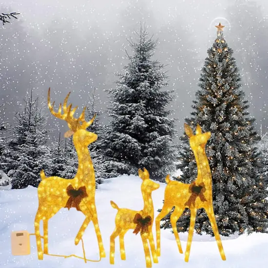 Champagne Cotton Thread Deer Set, Holiday Home Decor, 60 Inch, 48 Inch & 32 Inch {4}