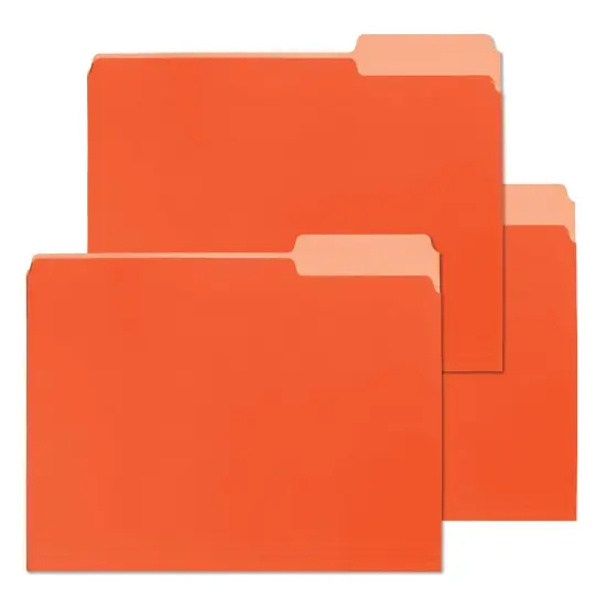 School Smart Colored File Folders Two-Tone, Letter Size, 1/3 Cut Tabs, Orange, Pack of 100 {1}