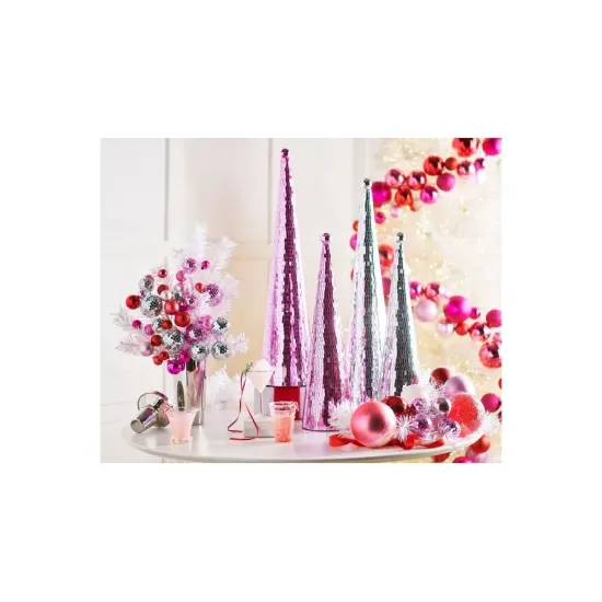 10" Pink Disco Ball Holiday Spray {2}