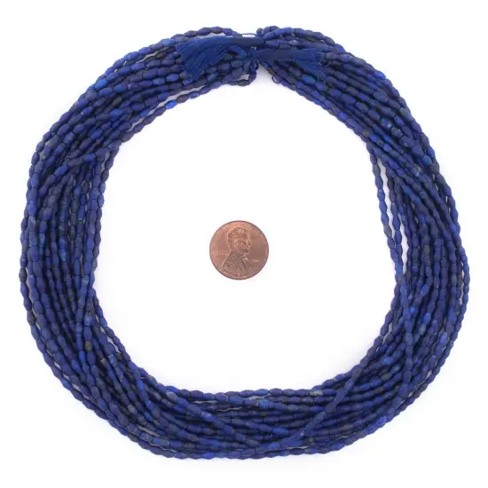 The Bead Chest Lapis Lazuli Bicone Beads 4x3mm Afghanistan Blue Gemstone 14 Inch Strand {1}