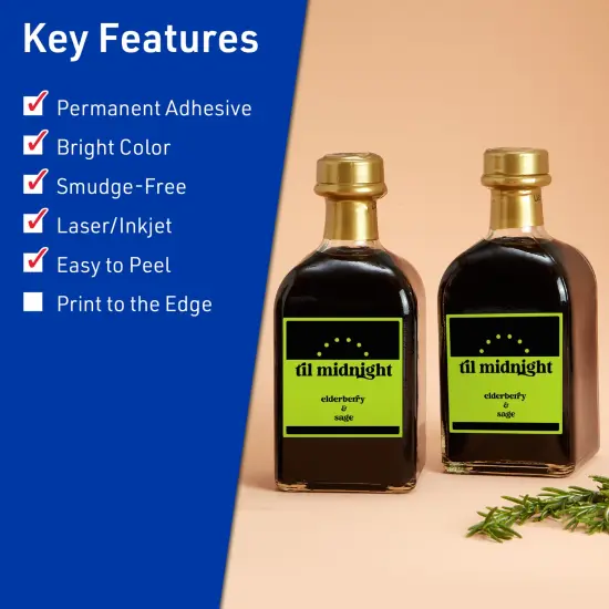 Avery Bright Green Paper Labels, 2.5" x 2.5" Square {2}