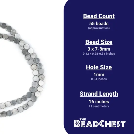 The Bead Chest Circular Disk Silver Beads (8mm) {4}