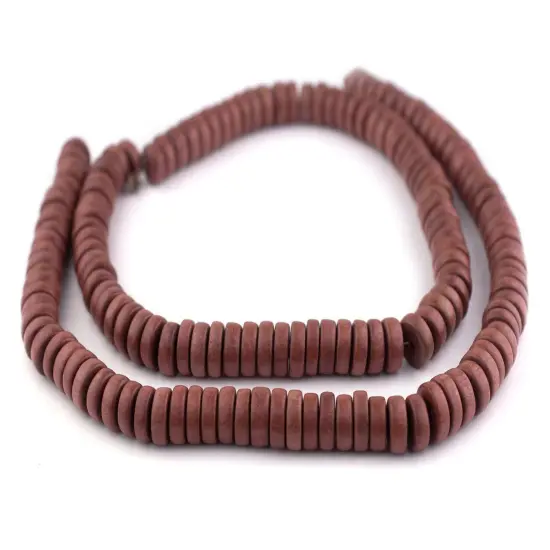The Bead Chest Light Brown Disk Natural Wood Beads 5x12mm Large Hole 16 Inch Strand {3}
