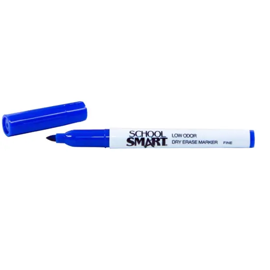 School Smart Dry Erase Pen Style Markers, Fine Tip, Blue, Pack of 48 {1}