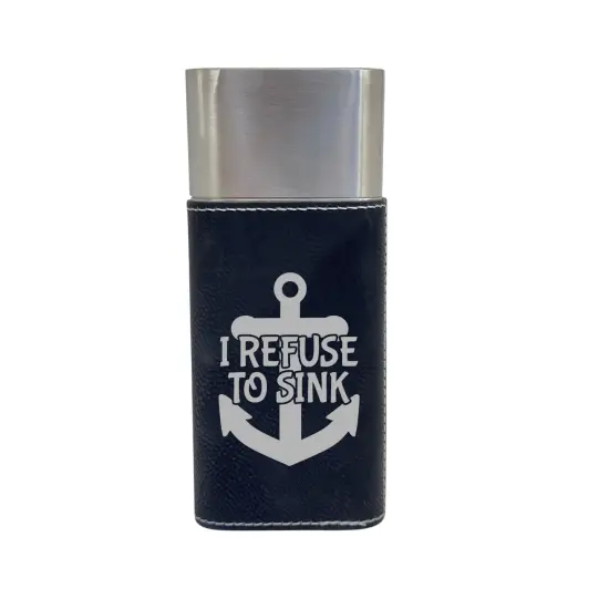 Cigar Case with Cutter - I refuse to sink - Leather Rustic/Silver {3}