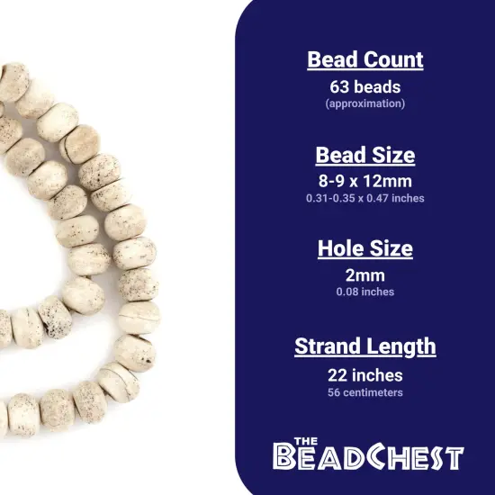 The Bead Chest Washed Grey Bone Beads (12mm) {4}