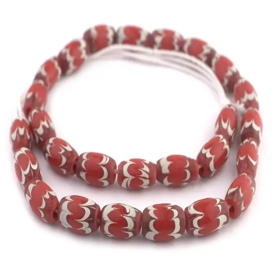 The Bead Chest Red Java Chevron Beads (16x10mm) {3}