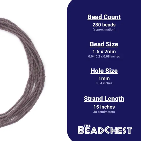 The Bead Chest 2mm Glass Seed Beads - Full Strand of Afghani Tribal Beads (Purple) - Bunch of 10 Strands {4}