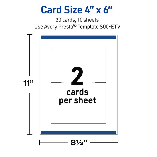 Avery Printable Rectangle Postcards with Sure Feed Technology, Pre-Printed Black Border with Gold Pattern, Matte White, 4" x 6", Laser & Inkjet Compatible, 20 Total {5}